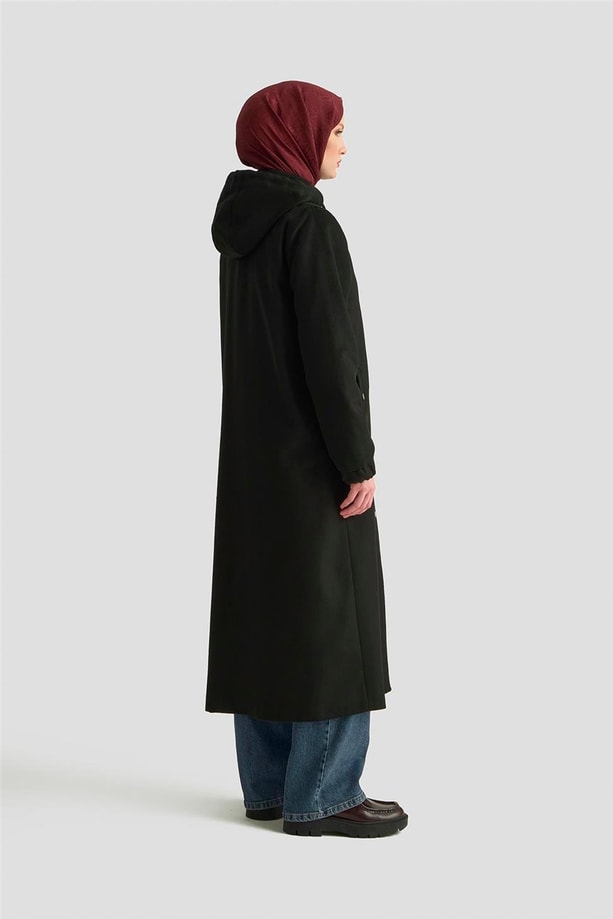 Armine Kapüşonlu Manto 25K8111 Siyah