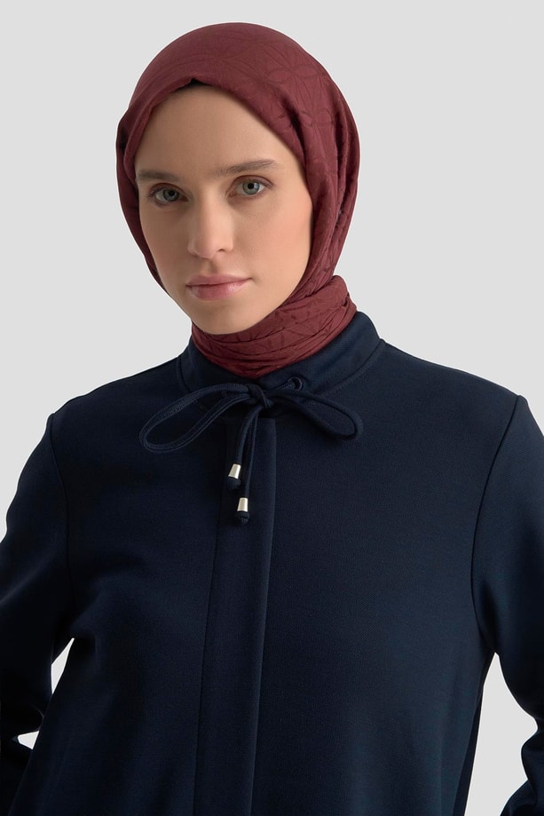 Armine Aksesuar Yakalı Örme Ferace 25K8404 LACİVERT