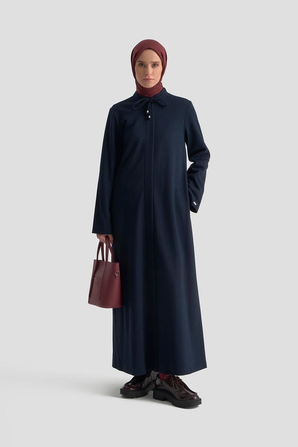 Armine Aksesuar Yakalı Örme Ferace 25K8404 LACİVERT