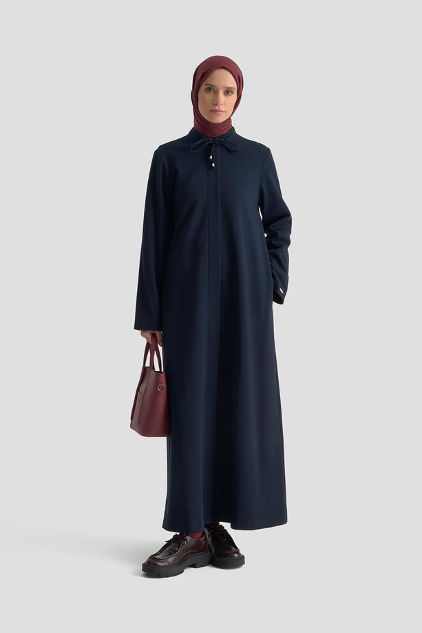 Armine Aksesuar Yakalı Örme Ferace 25K8404 LACİVERT