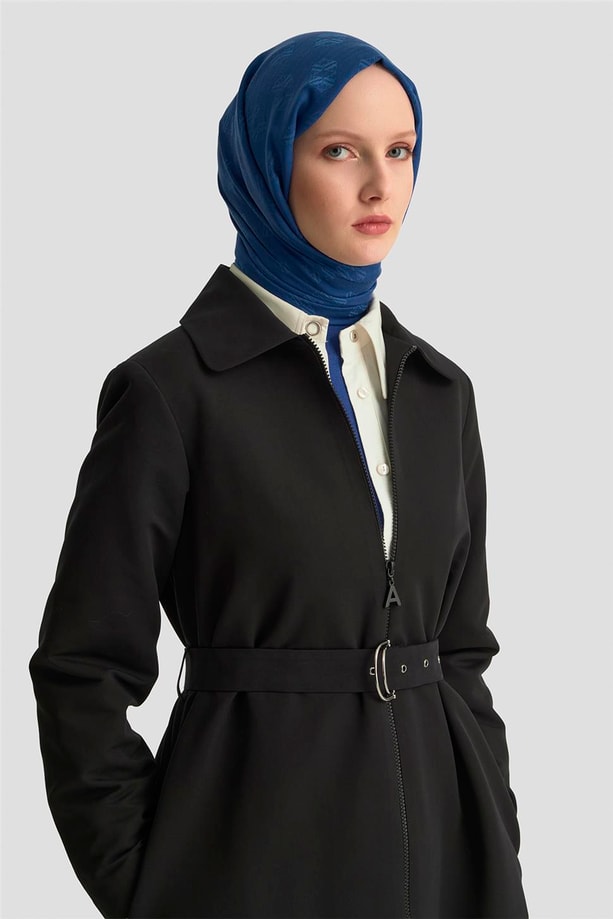 Armine Trok Kemerli Pardesü 25K8512 Siyah