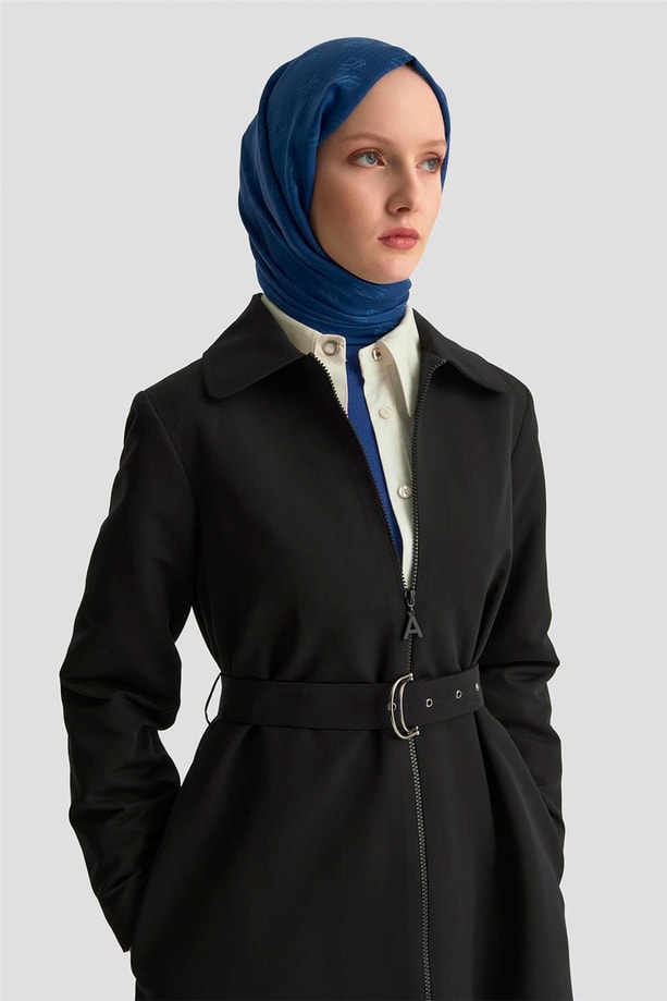 Armine Trok Kemerli Pardesü 25K8512 Siyah