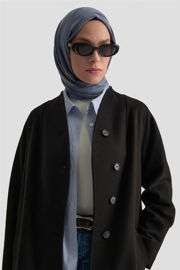 Armine Kaşe Manto 25K8603 Siyah