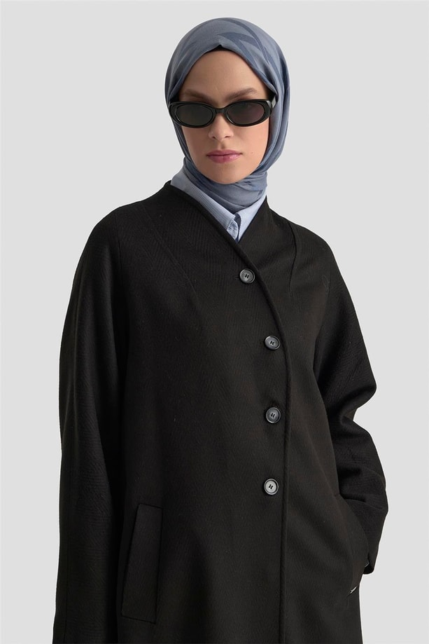 Armine Kaşe Manto 25K8603 Siyah