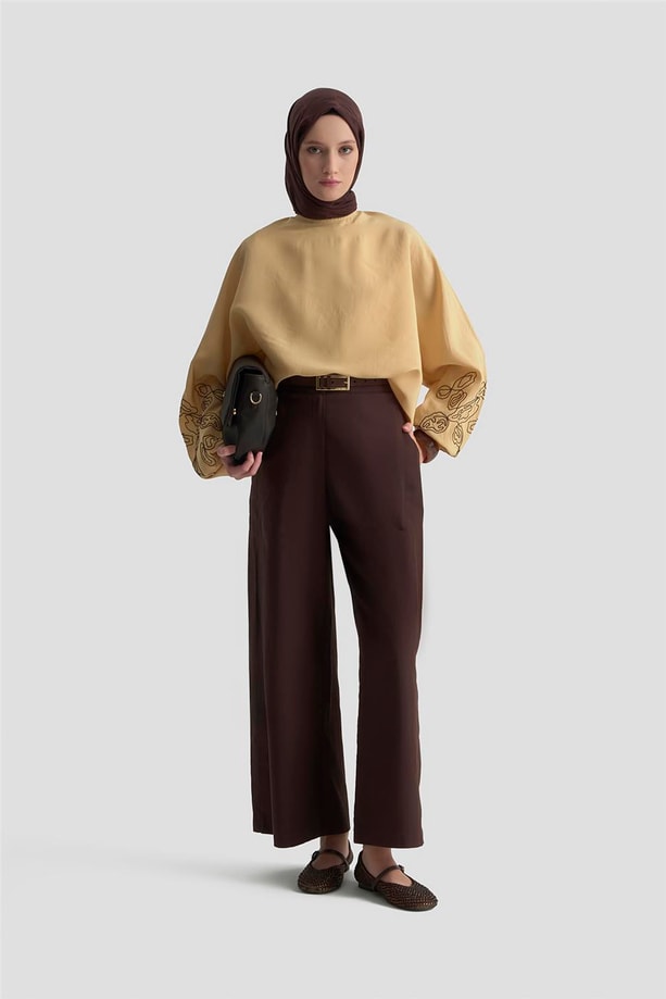 Armine Balon Kollu Bluz 25KD9001 Camel