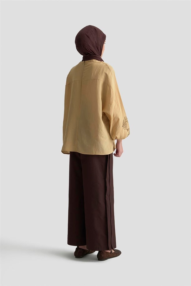 Armine Balon Kollu Bluz 25KD9001 Camel