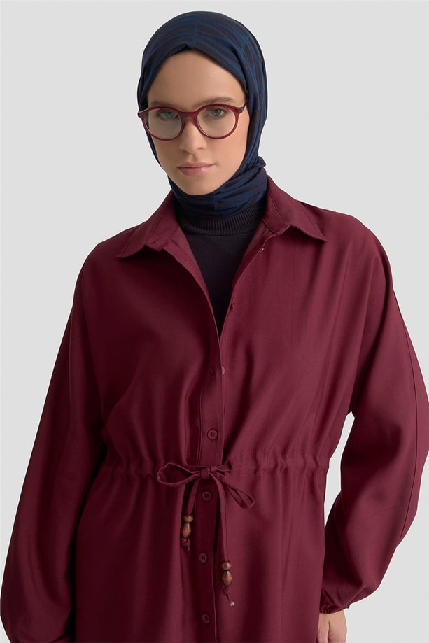 Armine Bağcıklı Safari Tunik 25KD9012 BORDO