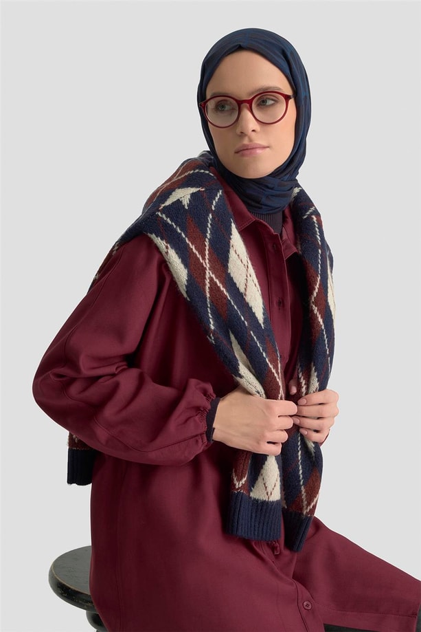 Armine Bağcıklı Safari Tunik 25KD9012 BORDO