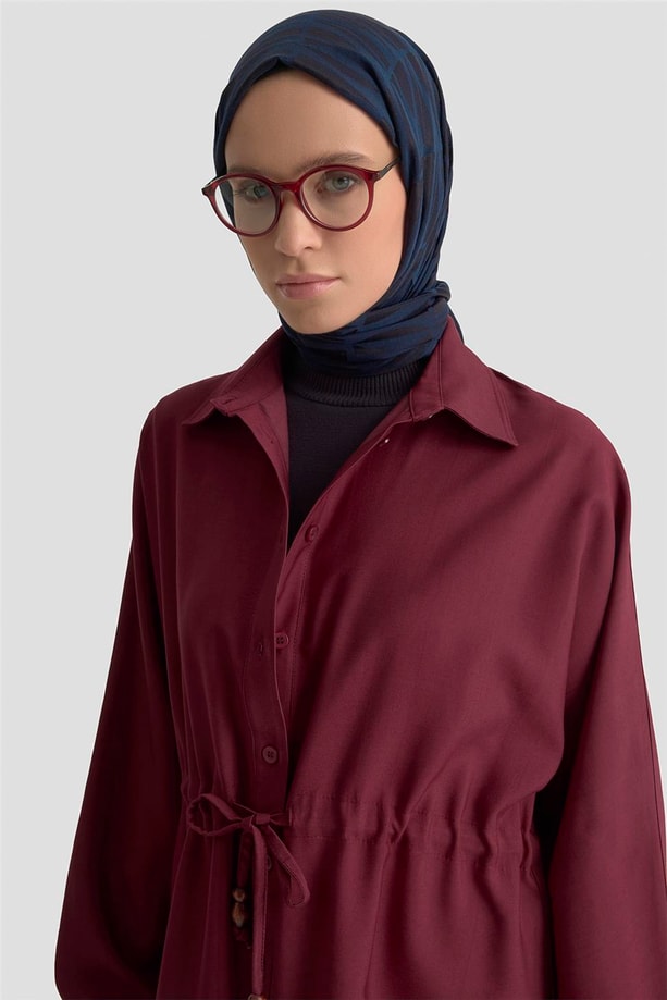 Armine Bağcıklı Safari Tunik 25KD9012 BORDO