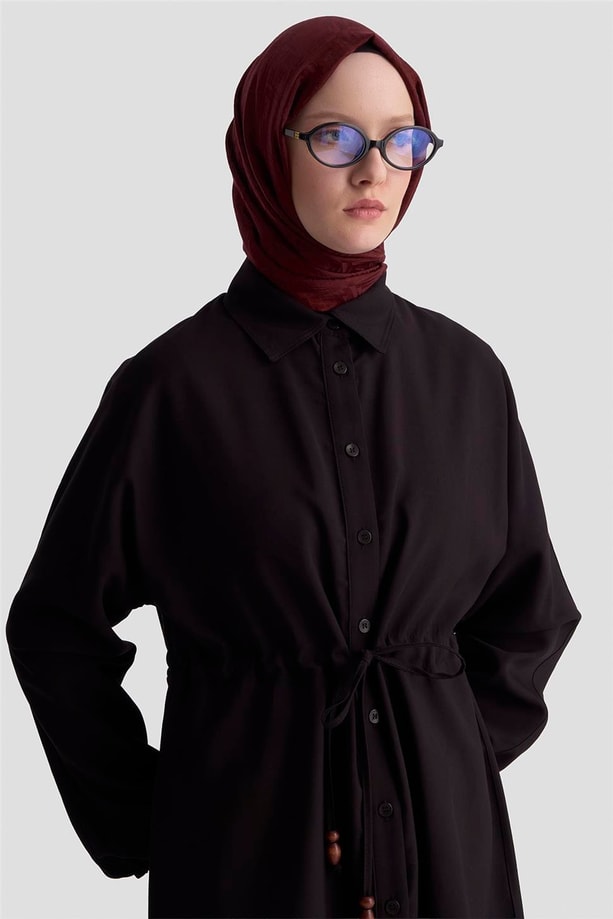 Armine Bağcıklı Safari Tunik 25KD9012 Siyah