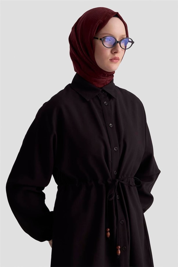 Armine Bağcıklı Safari Tunik 25KD9012 Siyah