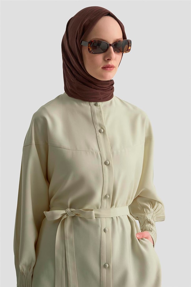 Armine Nervürlü Oversize Tunik 25KD9013 Bej