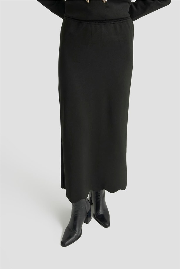 Armine Düğme Detaylı Triko Takım 25KTD6118 Siyah