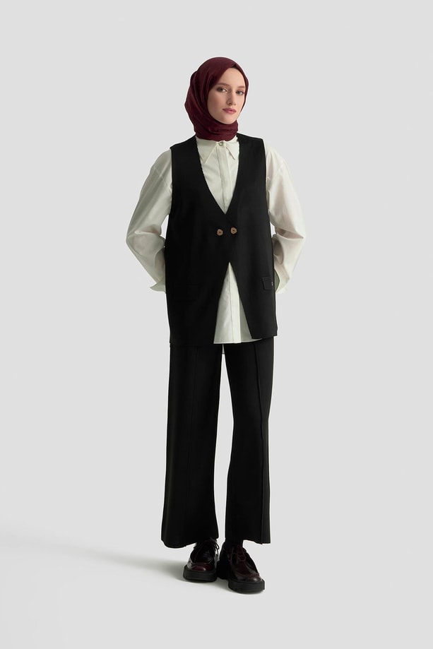 Armine Trend Yelekli Triko Takım 25KTD6117 Siyah