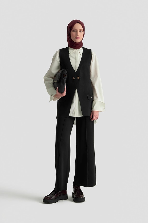 Armine Trend Yelekli Triko Takım 25KTD6117 Siyah