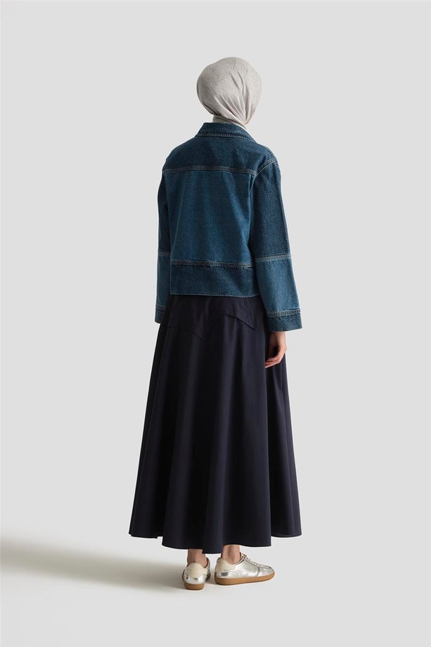 Armine Bağlamalı Kloş Etek 25Y1813 Lacivert