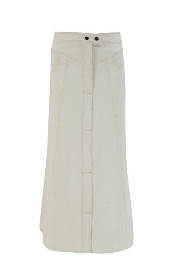 Armine Kulplu Ham Denim Etek 25Y1827 Naturel