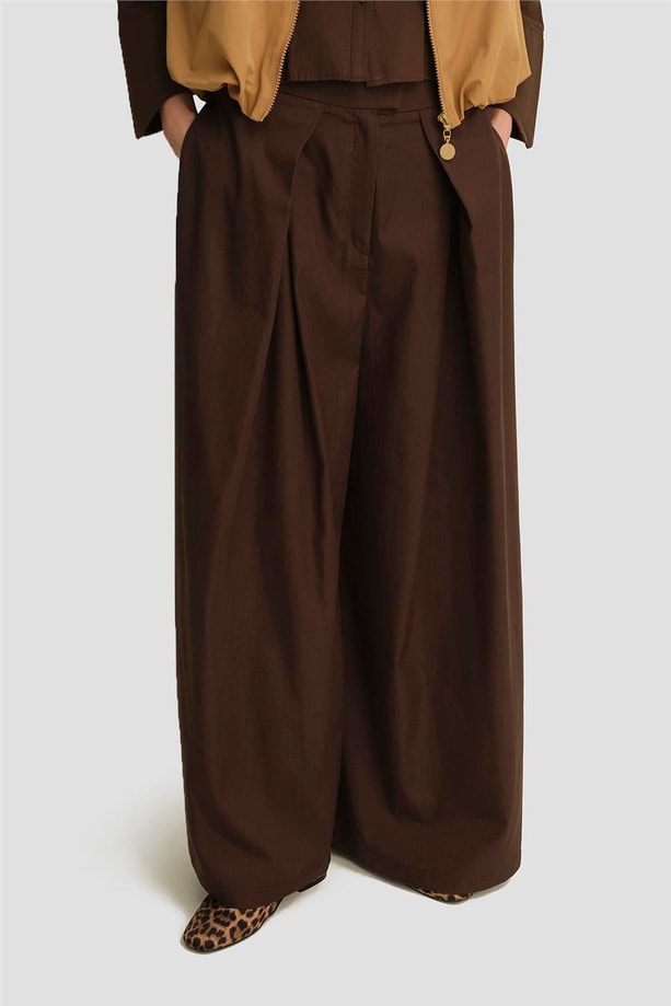 Armine Pileli Pantolon Etek 25Y2801 Acı Kahve