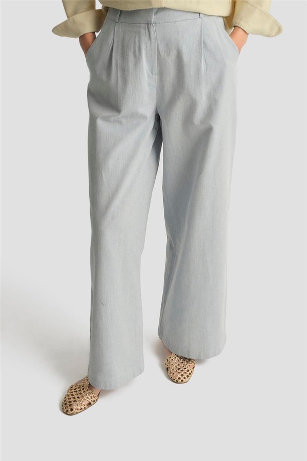 Armine Denim Görünümlü Palazzo Pantolon 25Y2805 Gri Mavi