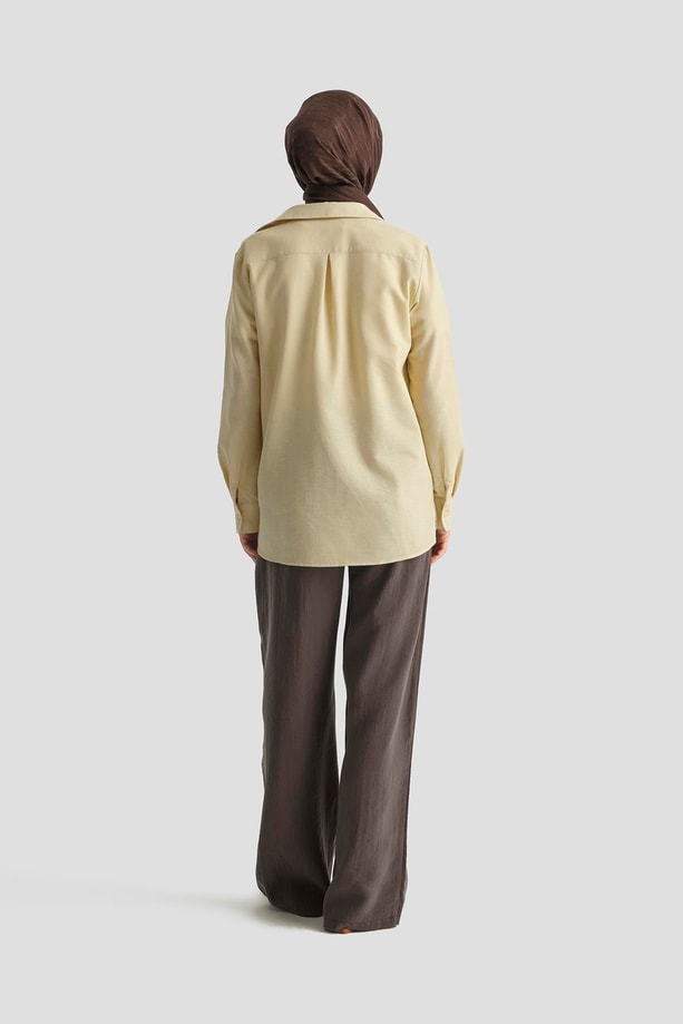 Armine Kemerli Palazzo Tencel Pantolon 25Y2810 Kakao