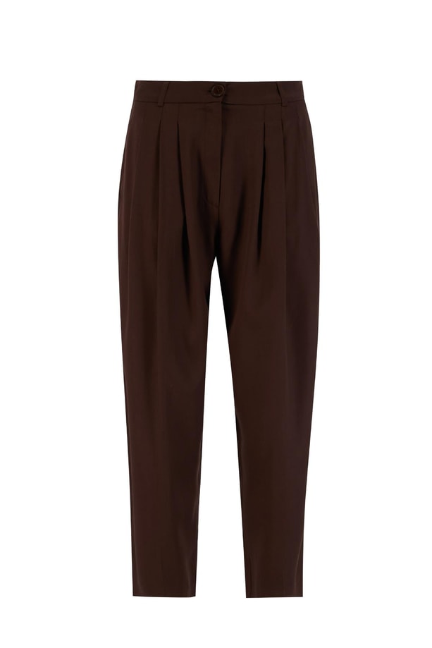 Armine Çift Pileli Pantolon 25Y2816 Açık Kahve