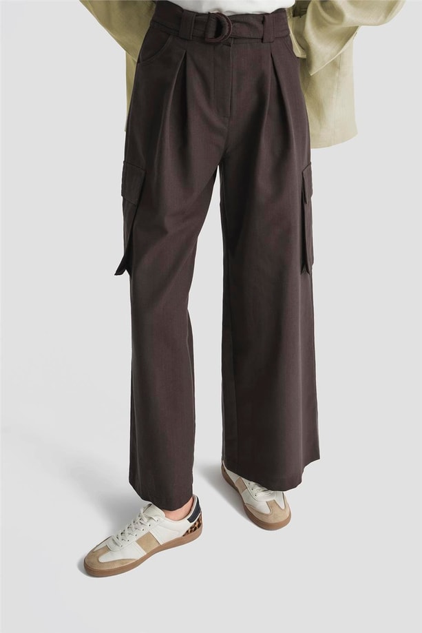 Armine Kargo Cepli Keten Pantolon 25Y2823 Kakao