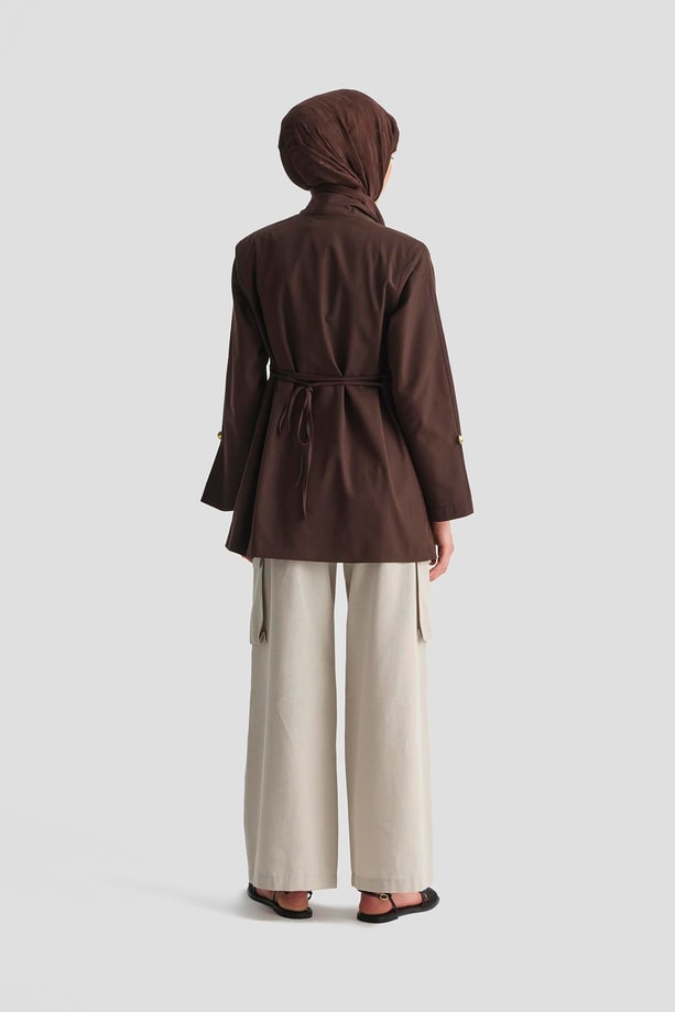 Armine Kargo Cepli Keten Pantolon 25Y2823 Taş