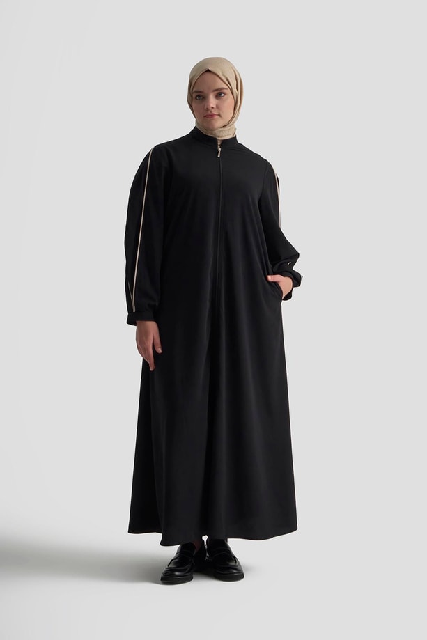 Armine Biye Detaylı Ferace 25YD3003 Siyah
