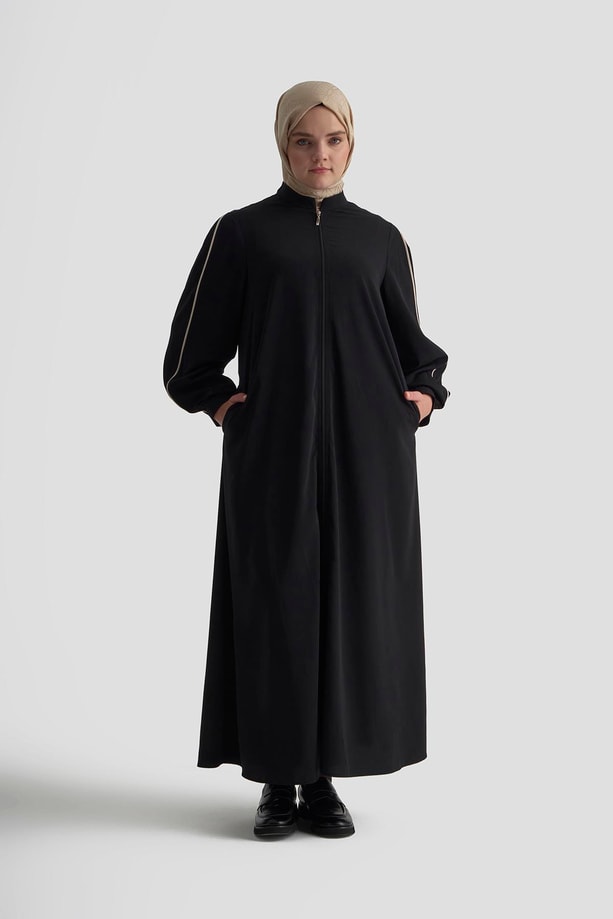 Armine Biye Detaylı Ferace 25YD3003 Siyah