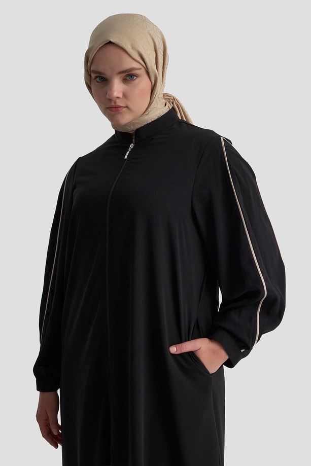 Armine Biye Detaylı Ferace 25YD3003 Siyah