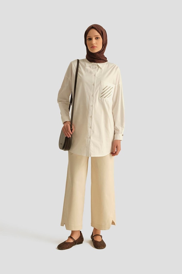 Armine Trend Gömlek 25YT306 Ekru