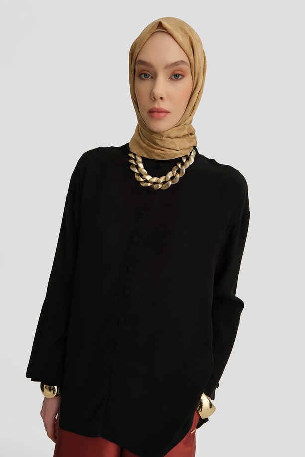 Armine Büyük Manşetli Gömlek 25Y3702 Siyah