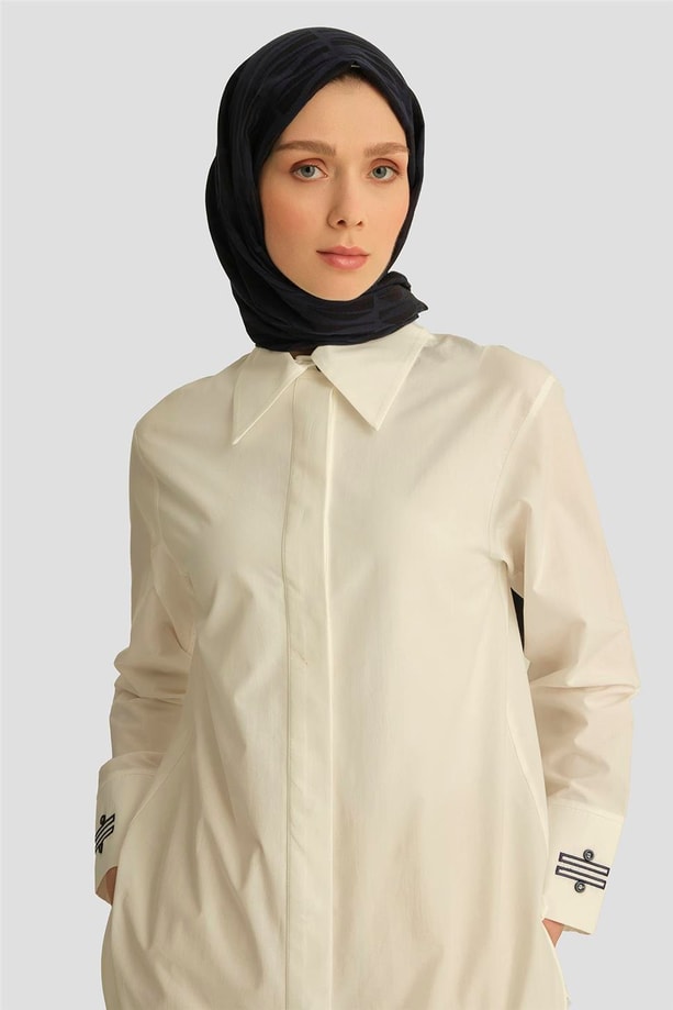 Armine Kontrast Nakışlı Gömlek 25Y3721 Beyaz