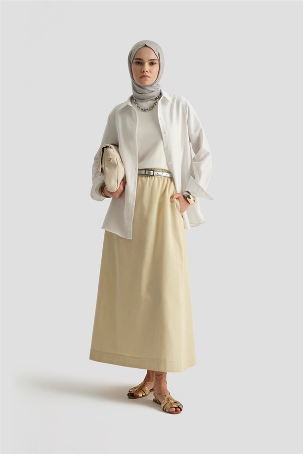 Armine Keten Basic Gömlek 25Y3726 Beyaz