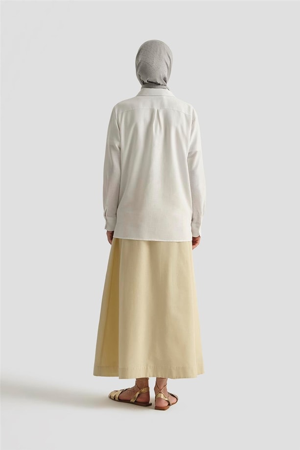 Armine Keten Basic Gömlek 25Y3726 Beyaz
