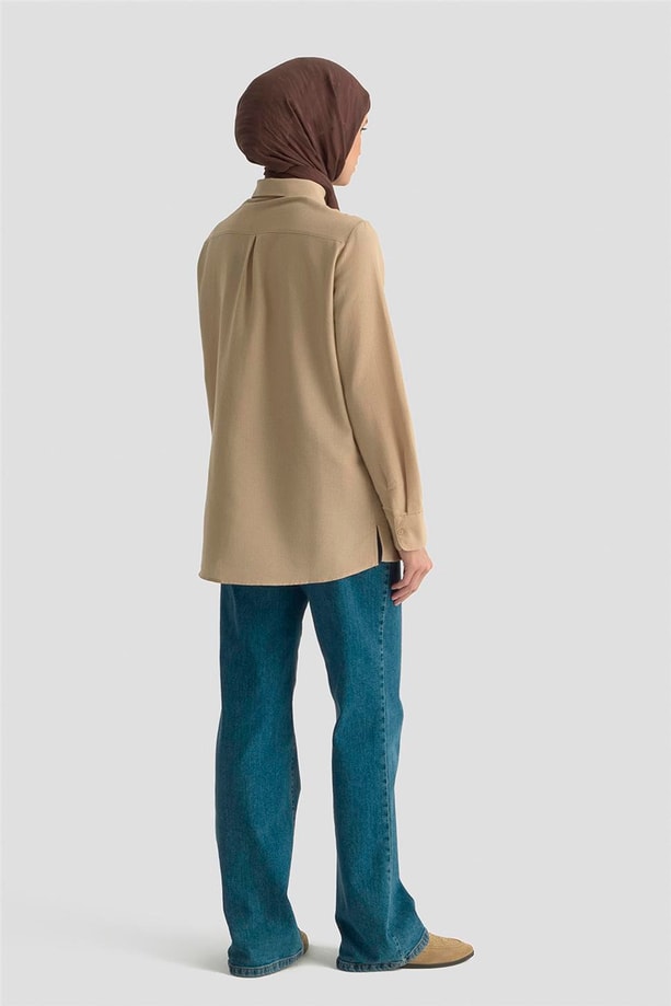 Armine Keten Basic Gömlek 25Y3726 Camel