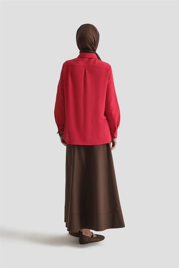 Armine Keten Basic Gömlek 25Y3726 Kırmızı