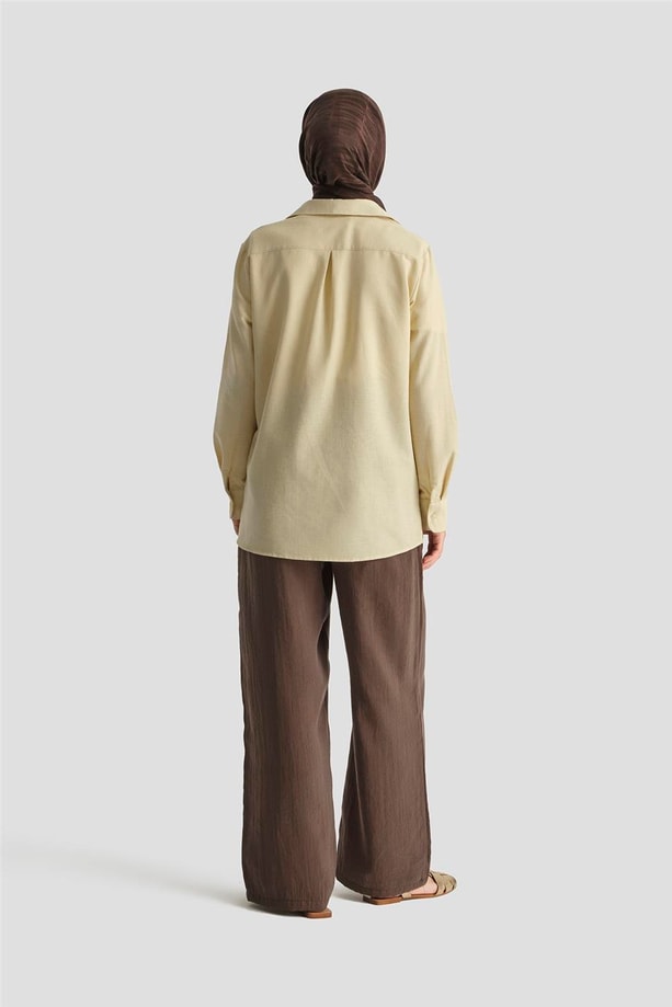 Armine Keten Basic Gömlek 25Y3726 Limon