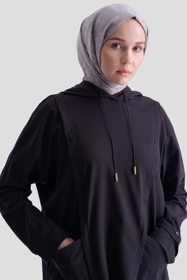 Armine Kapüşonlu Örme Bluz 25YD3740 Siyah