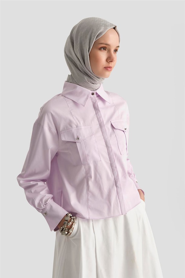 Armine Kargo Cepli Gömlek 25Y3741 Lila