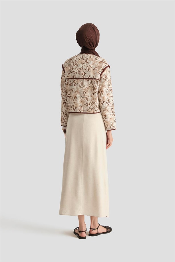 Armine Desenli Bluz 25Y3744 Kahverengi
