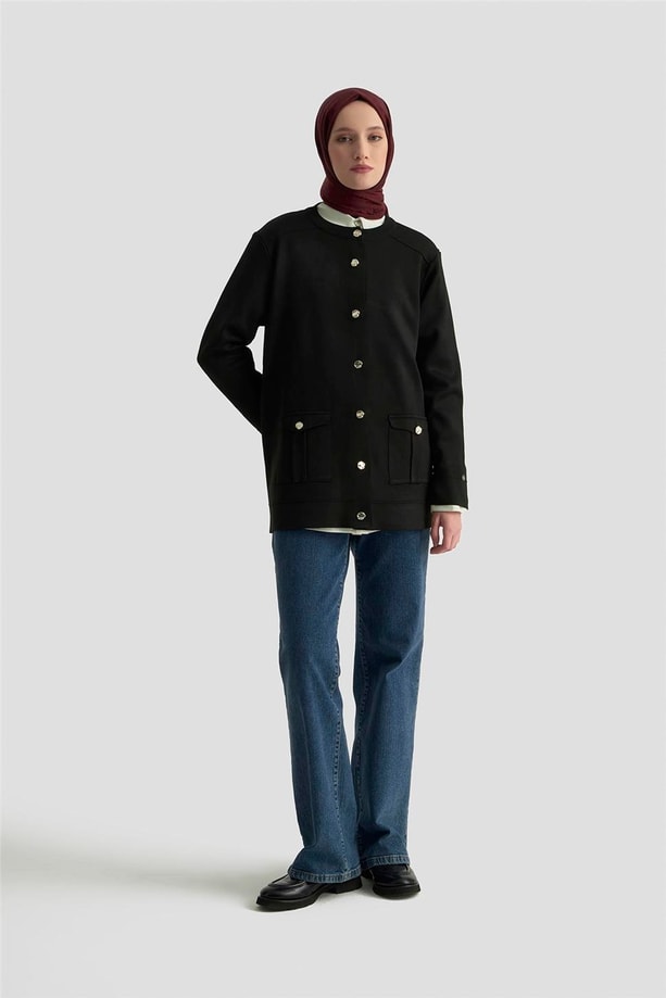 Armine Trend Cepli Triko Hırka 25KTD4120 Siyah