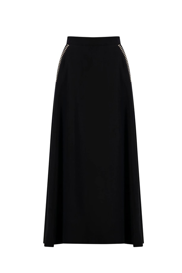 Armine Trok Detaylı Tencel Etek 25YD4227-2 Siyah