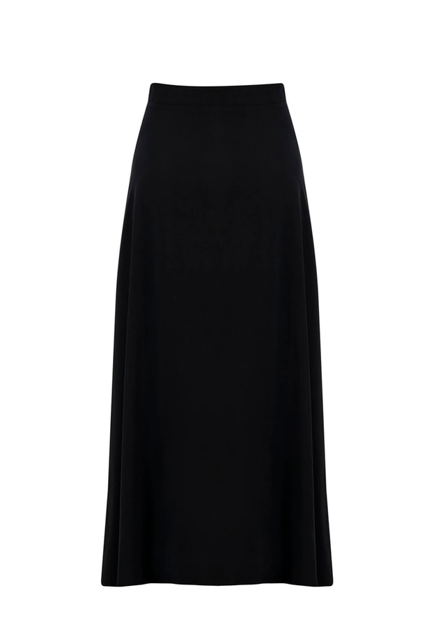 Armine Trok Detaylı Tencel Etek 25YD4227-2 Siyah