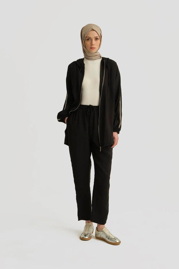 Armine Modal Trok Baskılı Tunik 25YD4240-1 Siyah