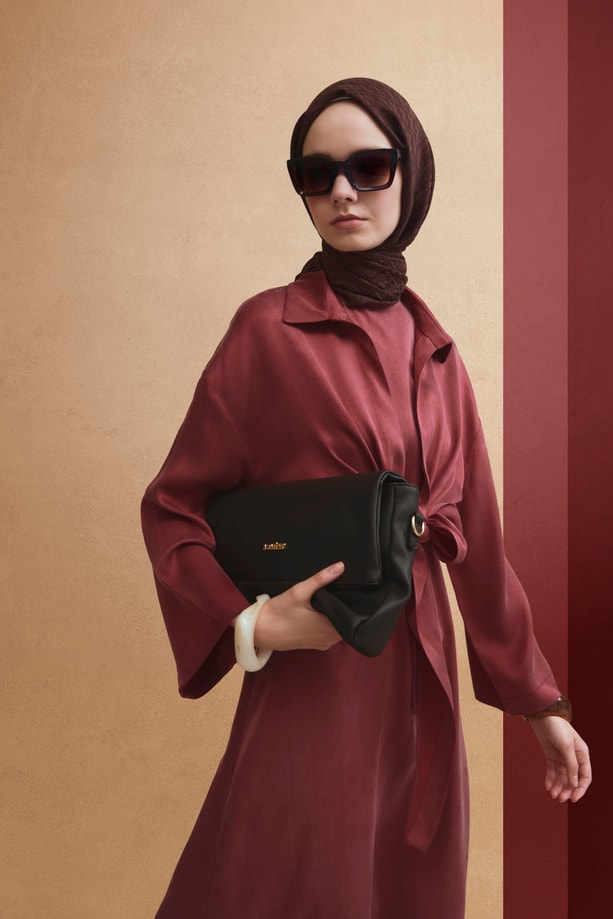 Armine Lyocell Gömlek Elbise Takım 25YD4253 BORDO