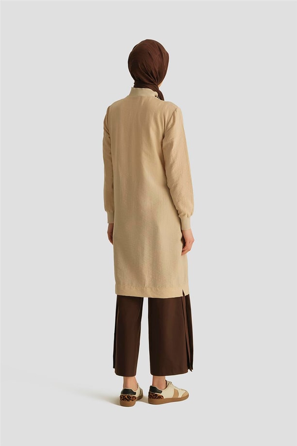 Armine Fermuar Detaylı Tunik 25YT433 Açık Bej