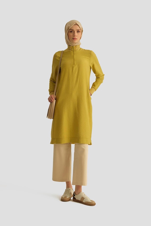 Armine Fermuar Detaylı Tunik 25YT433 Asit