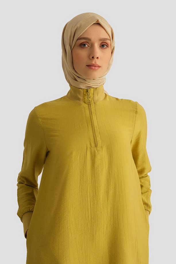 Armine Fermuar Detaylı Tunik 25YT433 Asit