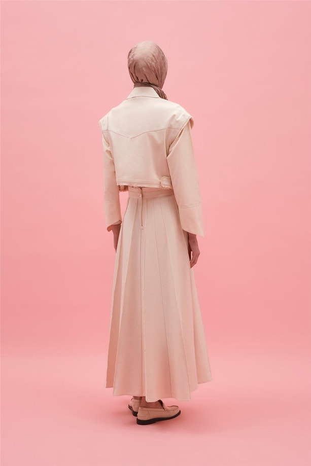 Armine Püskül Detaylı Beli Daralabilen Yelek 25Y4502 Naturel